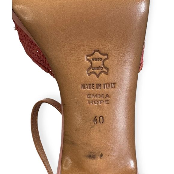 Vintage EMMA HOPE Pink Raffia Platform Heels, Size 9.5 - Picture 9 of 9